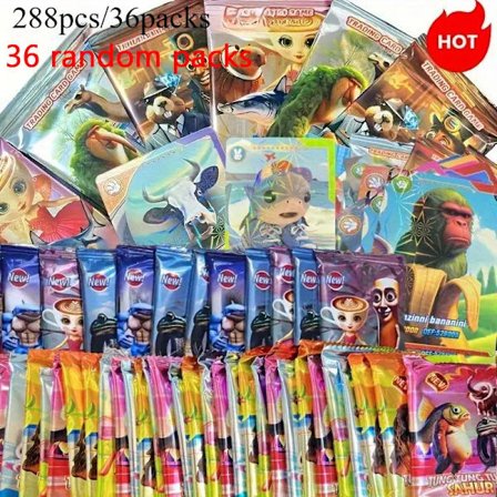 288 stk/36-pakning 144 stk/18-pakning Offisiell italiensk Brainrot Root-kortsamling, Tralalero Tallala og Tung Tung Tung Sahur, gyldne kort Fl