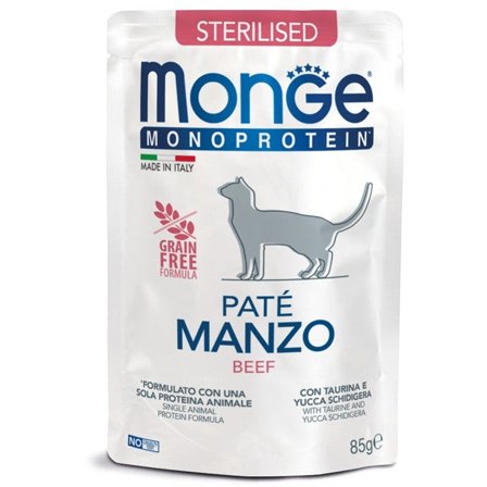Monge Monoprotein Sterilised Paté Manzo Cibo Umido Per Gatti