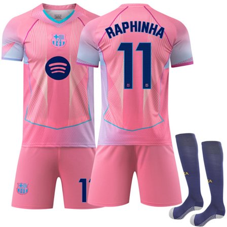2025-2026 Barcelona Special Edition Fodboldtrøje til Børn og Voksne med Strømper No.11 Raphinha[JUN]