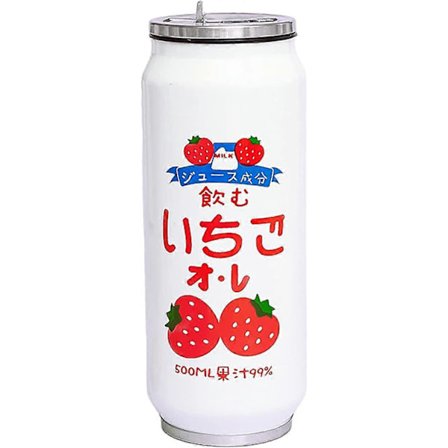 Dricktillbehör Kawaii Vattenflaska med Sugrör, Vattenflaska i Rostfritt Stål, Kawaii Skolmaterial, Vattenflaskor i Kartong, Isolerad Japansk St