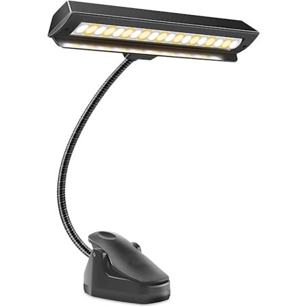 Notställslampa - 19 LED Professionell Musiker, Clip On-lampa för Notställ, USB Uppladdningsbar Pianolampa, 9 Nivåer Dimbar