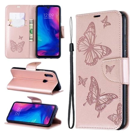 Butterfly läder Xiaomi Redmi Note 7 / Xiaomi Redmi Note 7S / Xiaomi Redmi Note 7 Pro fodral - Rosa