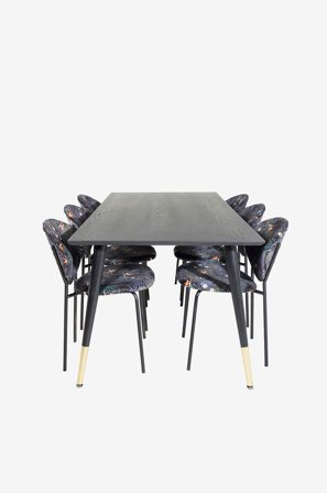 Venture Home - Spisegruppe Dipp med 6 stk. spisestoler Vault - Svart - Spisegrupper - Fra Homeroom