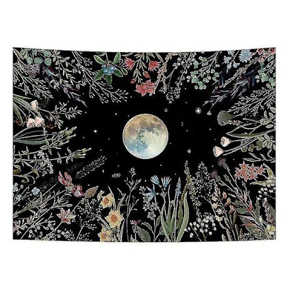 Kuunvalon Puutarha - Kattotapetti Kuutapetti Kukkatapetti Värikkäät Kasvit Tapetti Seinävaate