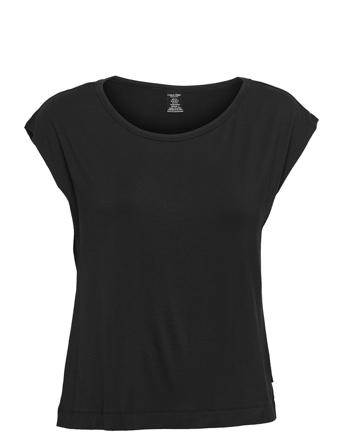 S/S Wide Neck T-shirt Top Sort Calvin Klein