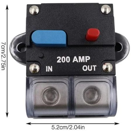 TS-Auto Virtakatkaisija Auton Suoja 200A, Nollattava Automaattisulake 12-48V DC Vedenpitävä Automaattisulake Nollauskytkimellä