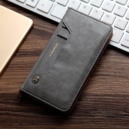 CMAI2 Litchi plånboksfodral till iPhone 7 / 8 / SE (2020) - Grå