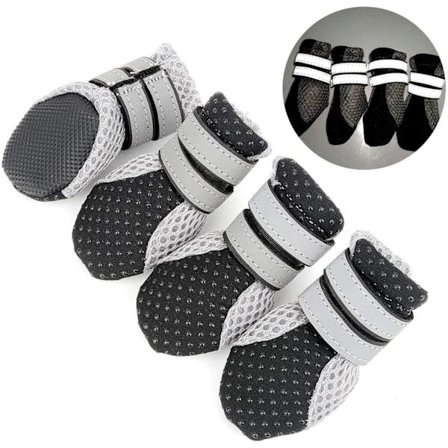 Hundesko sommer sklisikre små hundesko reflekterende pustende mykt mesh valpesko varmebestandig for varmt vær varmt fortau svart mini M