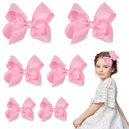 6 kpl Hiusrusettipidikkeet – Valkoisia rusetteja 3 koossa (15 cm, 10 cm, 7 cm) – Koulutarvikkeet tytöille