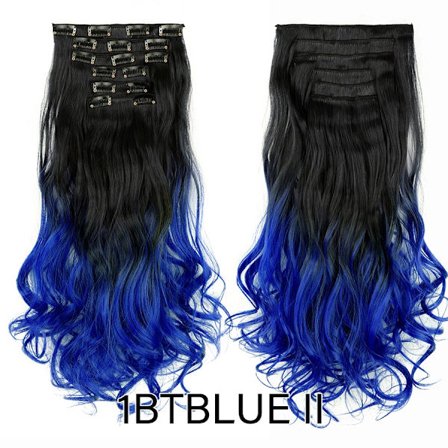 22 tum 16 Clips In Hair Extension Long Wave Synthetic Clip In Hair Extensions Ombre 16 Clips i falska hårstycken Värmebeständig