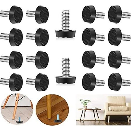 20 Justerbare Møbelføtter, Bordfotglide (M8 X 18mm), Passer til Spiralgummi Fot Hagemøbler, Skap Bordføtter, Tabl