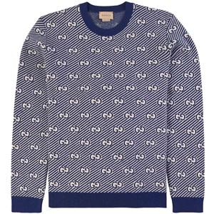 Kids - Gucci Navy All Over Logo Knitted Sweater 8 years - Jumpers and knitwear - 8 years - Blue - Junge