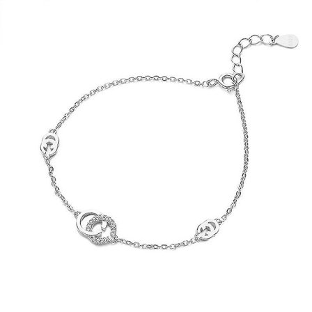 S925 Sterling Silver Bokstav Dubbel C Armband Kvinnlig Nisch Design Styl(Rose Gold Pläterad)