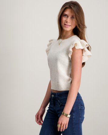 Gina Tricot Young Y knitted top Beige Tröjor Tjej - Kids Brand Store