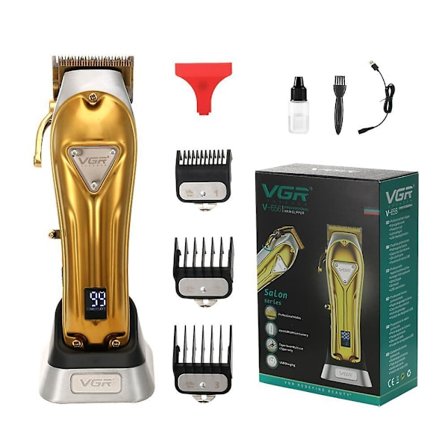 Vgr Full Metal Body Hair Clipper High Power Electric With Base Charging Digital Display Hair Salon Clipper V-656