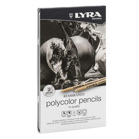Lyra Rembrandt Polycolor Gråtoner Sæt 12 stk