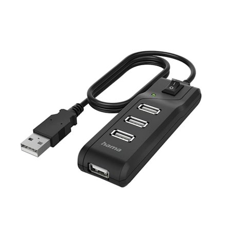 HAMA Hub USB-A 2.0 Switch 4x Porte 480 Mbit/s Sort