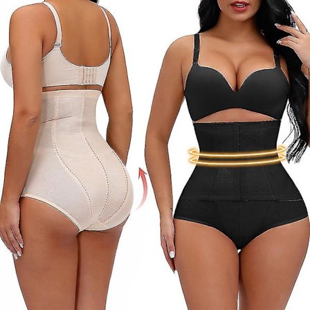 Justerbara Högmidjade Kontrolltrosor för Kvinnor, Platta Till Magen och Forma Kroppen. 3XL. Svart