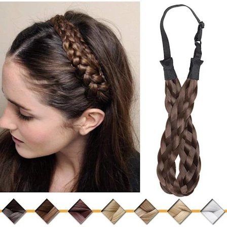 Syntetisk hårflettet pannebånd, medium størrelse, fletter pannebånd for