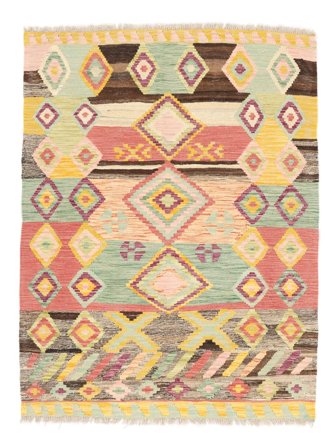 Tessuto A Mano Kilim Berber Style Tappeto 109X145 Arancione/Giallo Piccolo