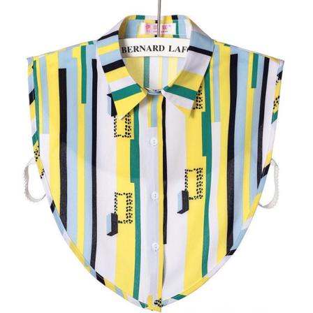 Kvinder piger falsk krave Aftagelig sweater skjorte All-Match spids hvid Stilfuld og alsidig Yellow strip pointed collar