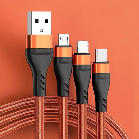 Pikalataus Type B -kaapeli 2 m 100 W 3-in-1 punottu USB-datakaapeli 6 A Android- ja Huawei-laitteille