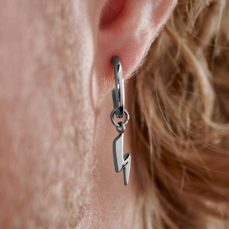 Sølvbelagt stålørering med lynnedslag for menn - Øreringer med Anheng