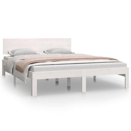 Vidaxl Sängram Vit Massiv Furu 140x200 Cm Vit