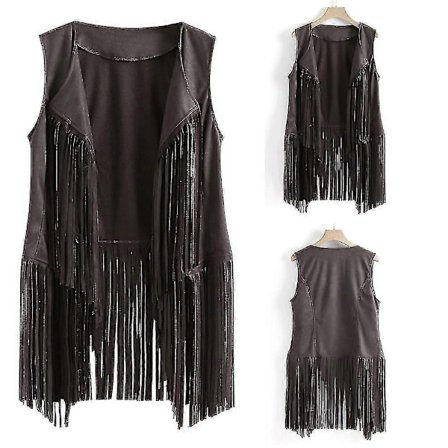 1920'er Dame Cowboy Cowgirl Kvast Vest Ærmeløs Vest Hippie Jakke Retro Motorcykel Frakke-Perfekt