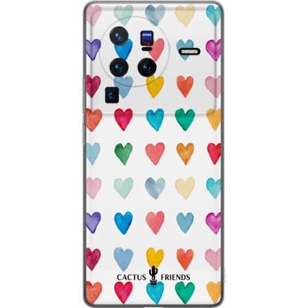 Yhteensopiva Puhelinkuori vivo vivo X80 Pro Cactus and Friends - Watercolor Love Grid