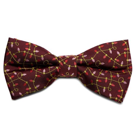 Nœud papillon bordeaux à motifs de lumières de Noël pour hommes - Noeuds papillon pré-noués