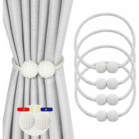 4 stk. gardinholdere, magnetiske gardinholdere, magnetiske gardinbindinger, Mbrasses magnetiske gardinbindinger for stue, kontor og soverom