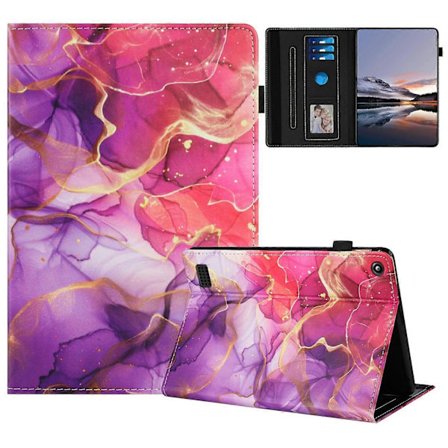 Tabletfodral för Amazon Fire 7 (2019)/(2017)/2015 Mönstrat Läderfodral Auto Sleep/Wake, Korthållare