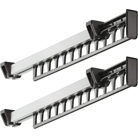 Tøjstativ Garderobe Udtræksskinne Hanger Frakke Stativ Stativ til 12 Bøjler Længde 315 mm Pakke med 2