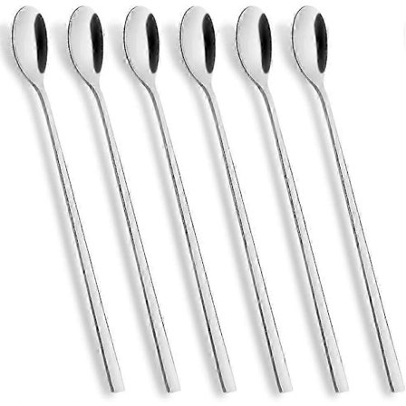 Latte Spoons Long Handle Teaspoons Set of 6 Stainless Steel Mixing Ice Cream Stirring Spoon