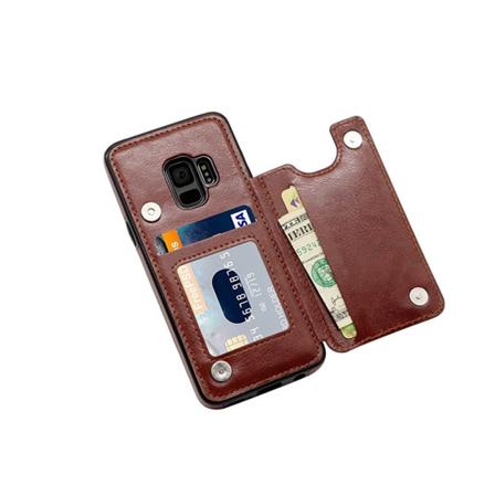 Nahkainen lompakkokotelo Samsung Galaxy S9 -puhelimelle Brun