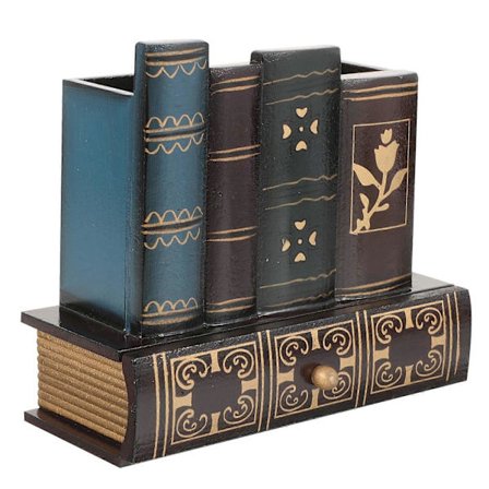 Blyant Holder Skuffe Pensel Pot Skrivebordsarrangør Papirvarer Beholder Formet Som En Bog