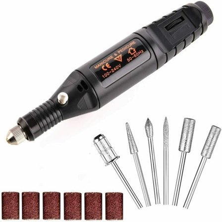 Elektrisk neglefil med 6 stykker Sort