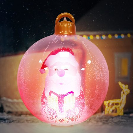 60CM Kæmpe Oppustelig Julekugle PVC, LED Oppustelig Julekugle, Stor Vandtæt Lysende Julekugle med Fjernbetjening 16 Farver, 4 Tilstande