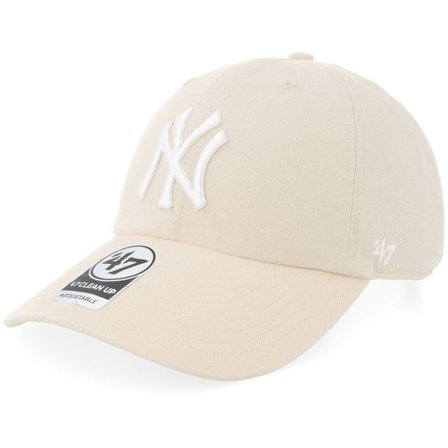 47 Brand - MLB Beige unconstructed Keps - New York Yankees Clean Up Natural/White Adjustable @ Hatstore