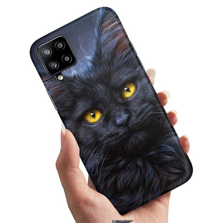 Deksel / Mobildeksel til Samsung Galaxy A12 - Svart Katt