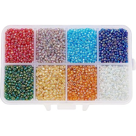 12/0 Glasfrö Pärlor Transparenta Färger Regnbåge DIY Lös Spacer Mini Glasfrö Pärlor 2mm