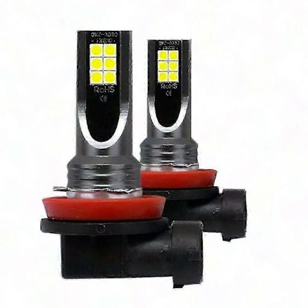 2 st H11 H8 H9 LED-strålkastarlampor 60W 6000K Vit dimljussats Halogenersättning