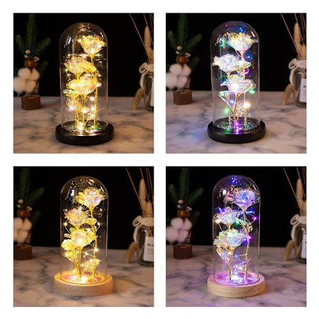 Galaxy Blomst Rose, Rose i Glaskuppel Evig For Evigt Blomst LED Natlys Valentinsgave, 100% Ny