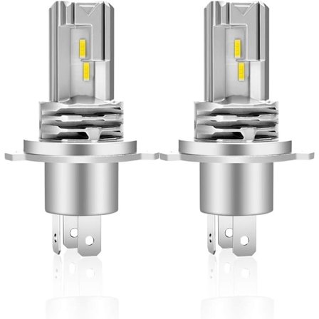 H4 LED-pære 6500K til bilforlygter, fjernlys/nærlys, erstatning for halogenpære og Xenon-forlygter (2 stk)