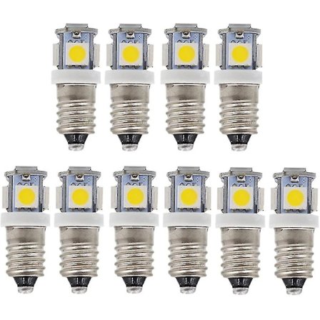10-pakning E10 9v kald hvit 5smd 5w LED-pærer (kald hvit, 9v) Db