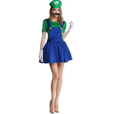 Kids Super Mario Costume Fancy Dress Party Costume Hat Set Green-Girl