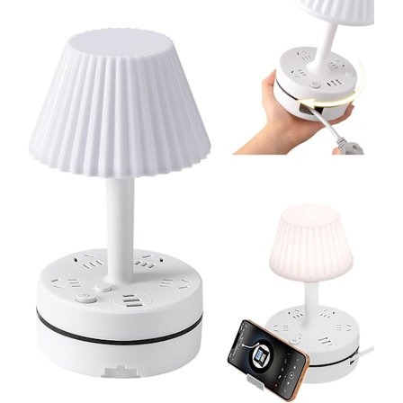 Nattbordslampe for soverom, alt-i-ett-design, flere funksjoner for å møte dine forskjellige behov! - Nattbordslamper med AC-uttak og