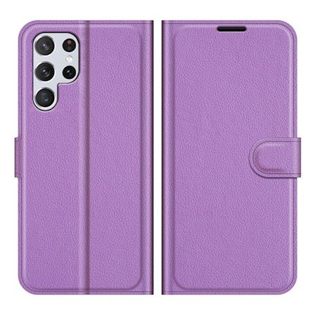 Samsung Galaxy S22 Ultra Fodral Litchi Läder Lila