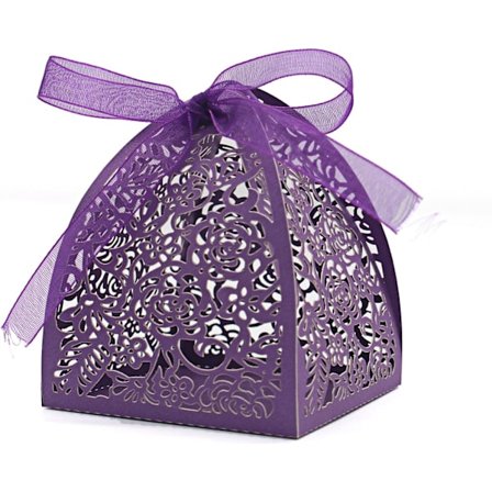 Laser-skårne Rose-konfektæsker, Gaveæsker 2,5"x 2,5"x 3,1", Gaveæsker til Brudebruser, Jubilæum, Fødselsdagsfest, Bryllup